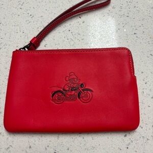 Red Leather Coach Wristlet